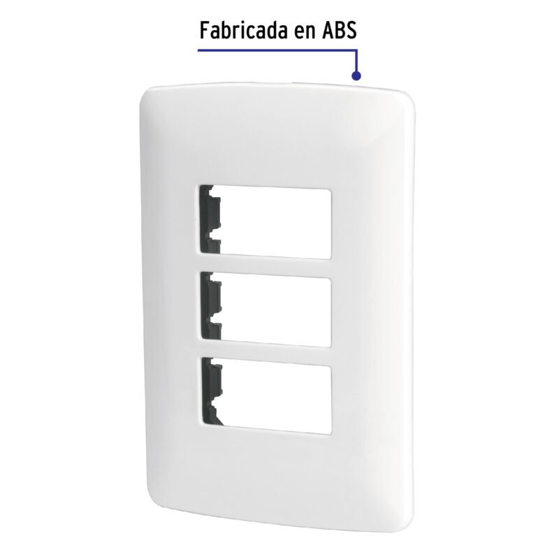 PPTR-IBFC1.jpg Código: 48136 Placa 3 módulos de ABS, línea Italiana, color blanco PPTR-IB