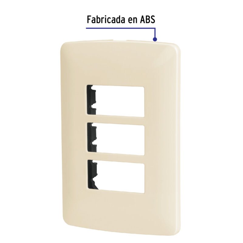 PPTR-IFC1.jpg Código: 48090 Placa 3 módulos de ABS, línea Italiana, color marfil PPTR-I