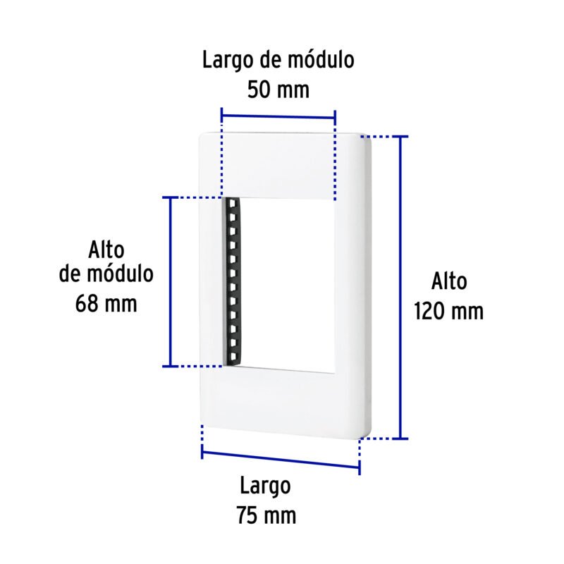 Código: 47939 Placa blanca de 1 ventana 3 módulos, línea Lisboa, Volteck PPTR-LB