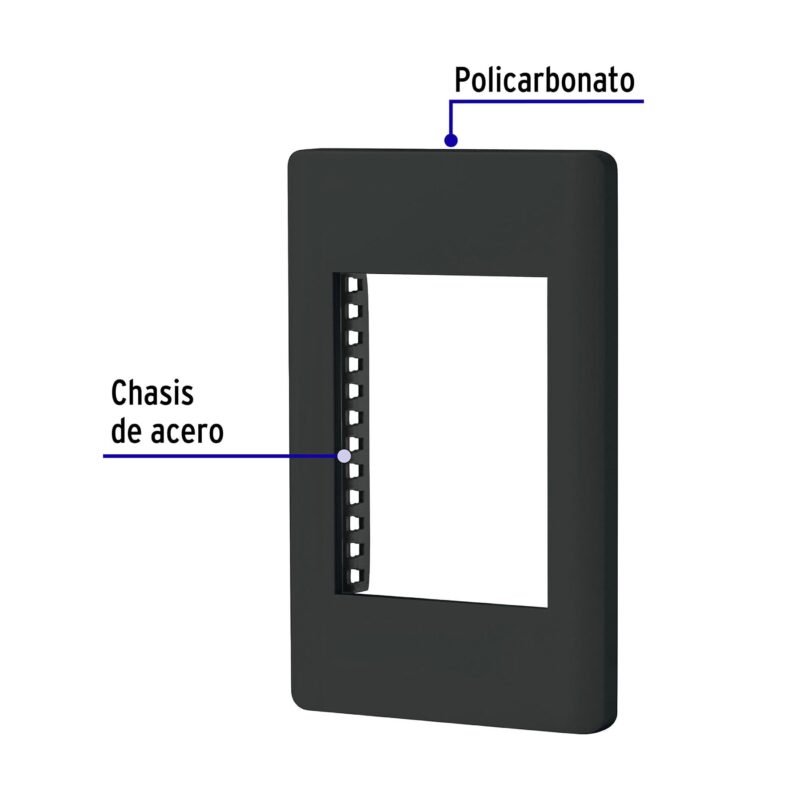 PPTR-LNFC1.jpg Código: 47872 Placa negra de 1 ventana 3 módulos, línea Lisboa, Volteck PPTR-LN
