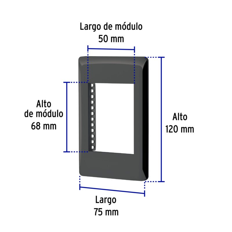 PPTR-LNFC2.jpg Código: 47872 Placa negra de 1 ventana 3 módulos, línea Lisboa, Volteck PPTR-LN