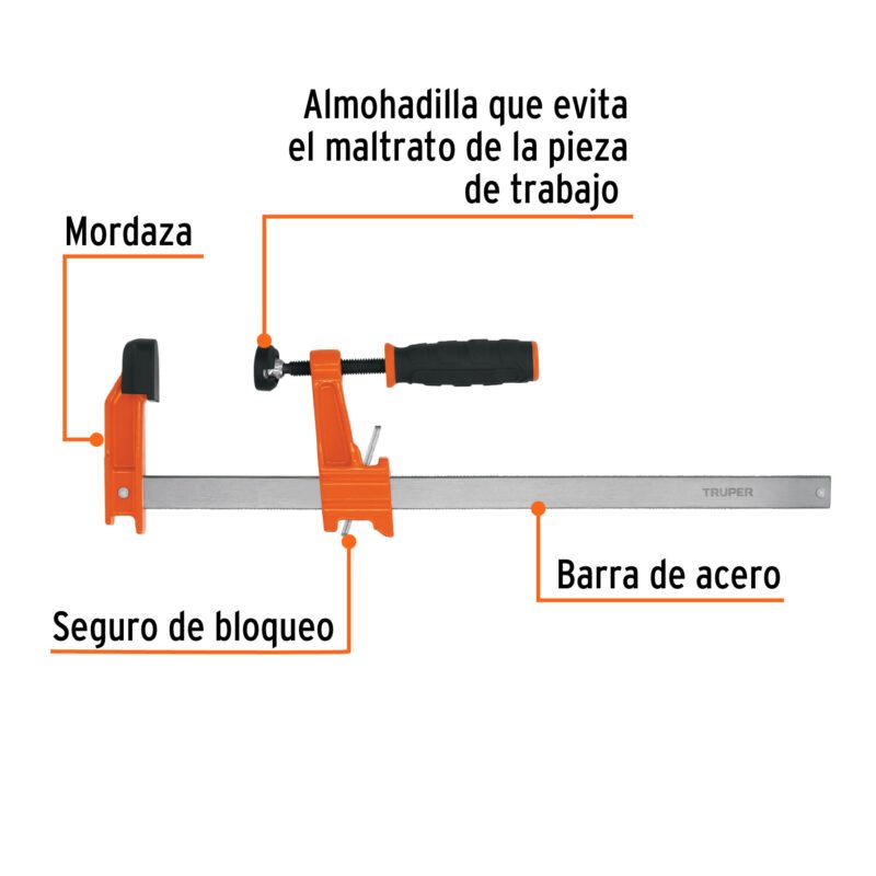 Código: 103168 Prensa rápida tipo 'F' 10', uso ligero, Truper PRF-10