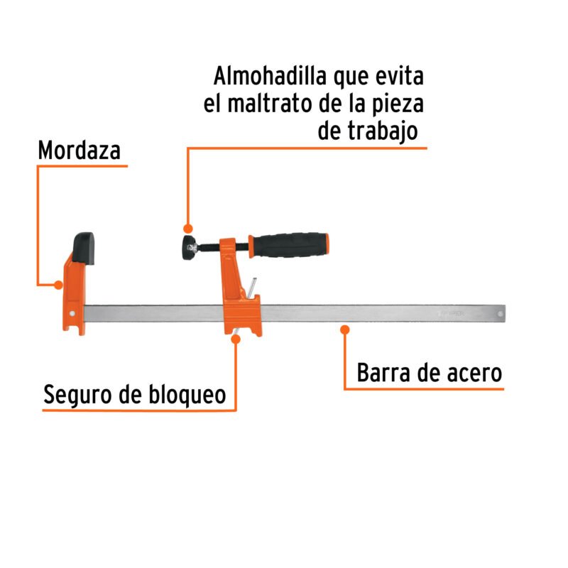 Código: 103169 Prensa rápida tipo 'F' 12', uso ligero, Truper PRF-12