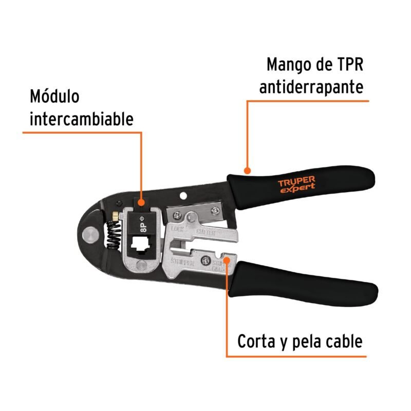 PRJ-3XFC1.jpg Código: 18343 Pinza 8' ponchadora, módulos intercambiables, Truper PRJ-3X