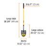 Código: 17166 Pala redonda Tru Pro, mango largo de fibra de vidrio 48' PRL-F