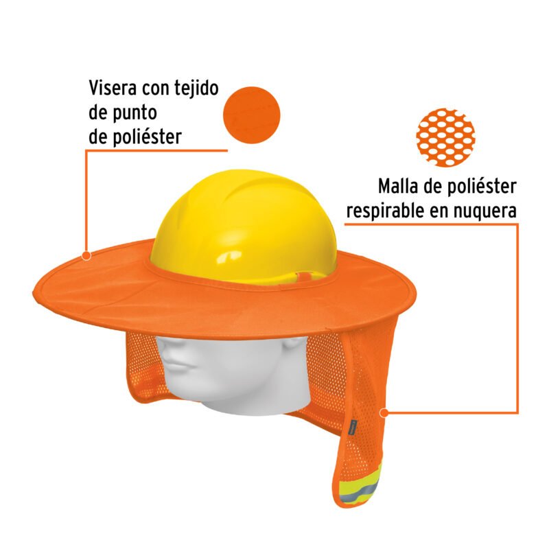 PROCA-NFC1.jpg Código: 100353 Protector solar plegable para casco, naranja con reflejante PROCA-N