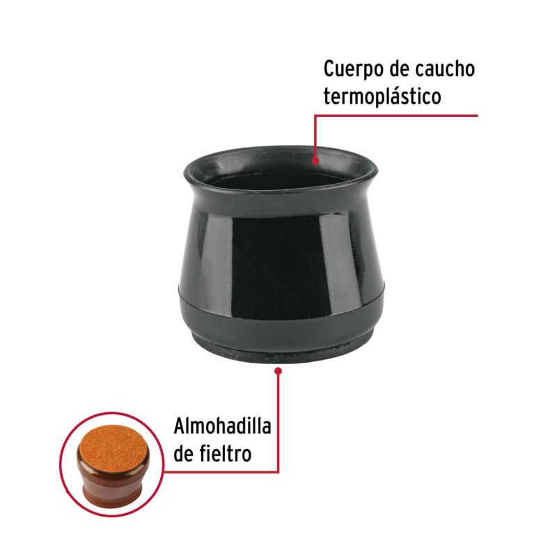 Código: 49847 Caja con 24 protectores para patas de silla, negro PRS-6