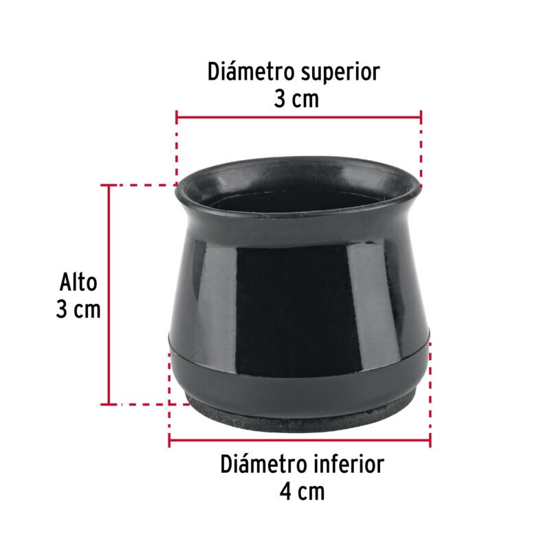Código: 49847 Caja con 24 protectores para patas de silla, negro PRS-6