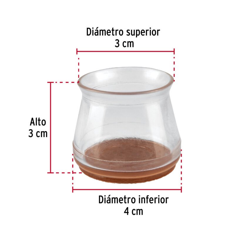 PRS-7FC2.jpg Código: 49846 Caja con 24 protectores para patas de silla, transparente PRS-7