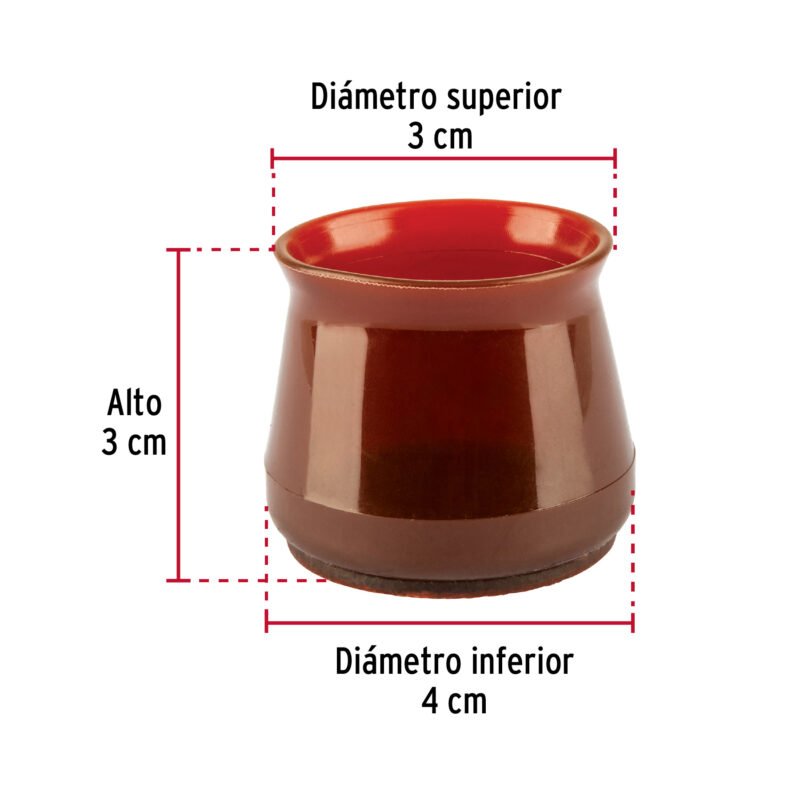 Código: 49848 Caja con 24 protectores para patas de silla, café PRS-8