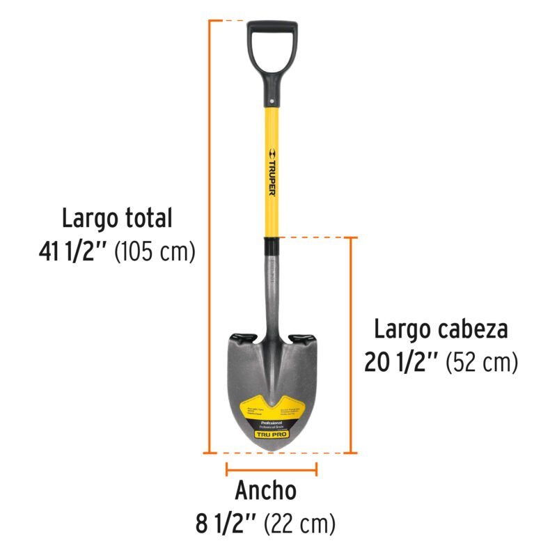 PRY-FFC2.jpg Código: 17150 Pala redonda Tru Pro, puño 'Y', mango de fibra de vidrio PRY-F