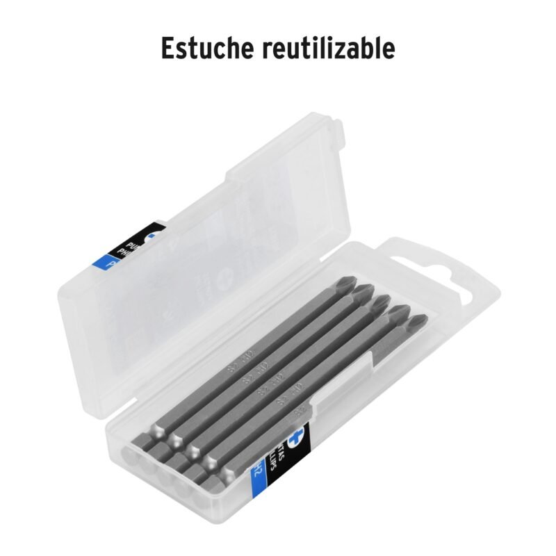 PUDE-1402FC2.jpg Código: 101812 Estuche con 5 puntas de cruz PH2 largo 4', Truper Expert PUDE-1402