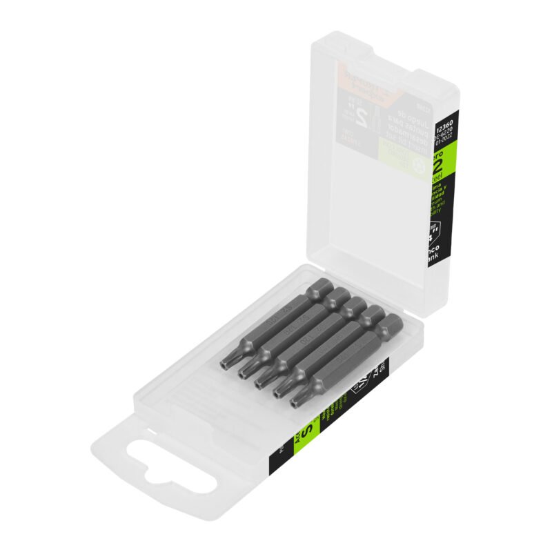 PUDE-6220.jpg Código: 12360 Estuche con 5 puntas torx T20 con seguro largo 2', Expert PUDE-6220