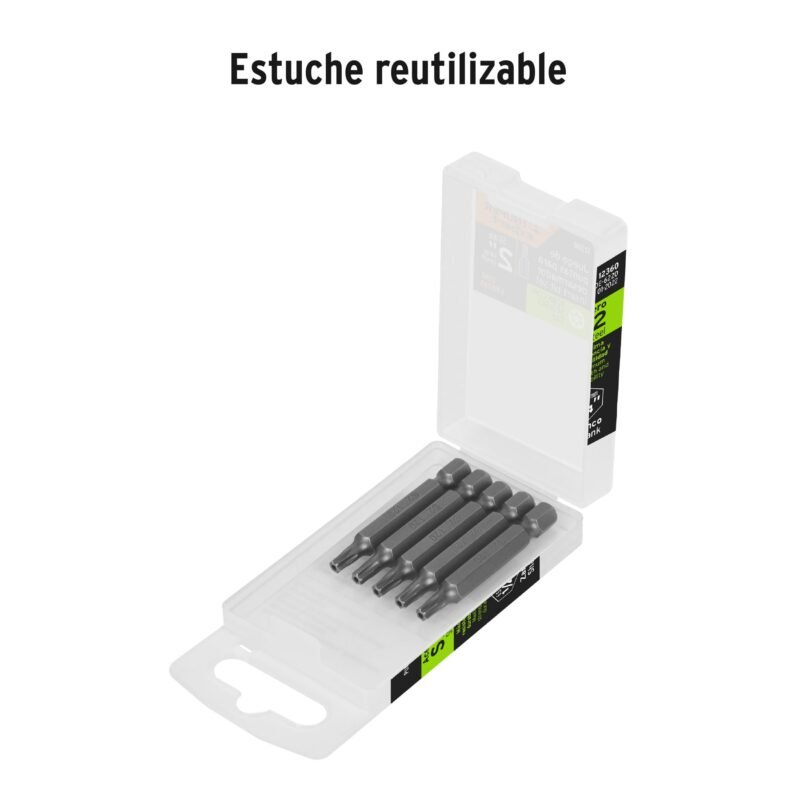 PUDE-6220FC2.jpg Código: 12360 Estuche con 5 puntas torx T20 con seguro largo 2', Expert PUDE-6220