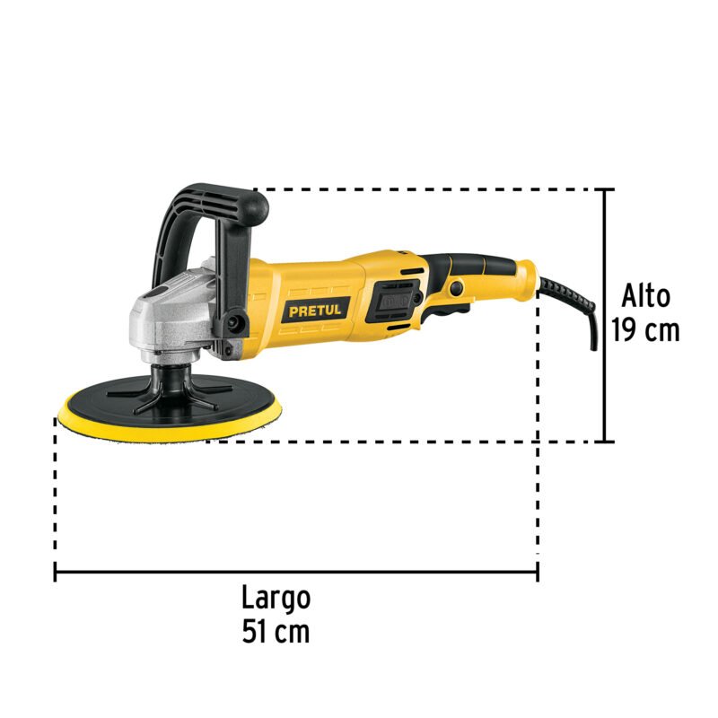 PULA-7PFC2.jpg Código: 28151 Pulidora velocidad variable 7' 1200W, c/accesorios, PRETUL PULA-7P