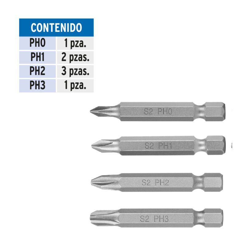 PUN-7PH2FC1.jpg Código: 100504 Estuche con 7 puntas de cruz combinadas largo 2', Expert PUN-7PH2