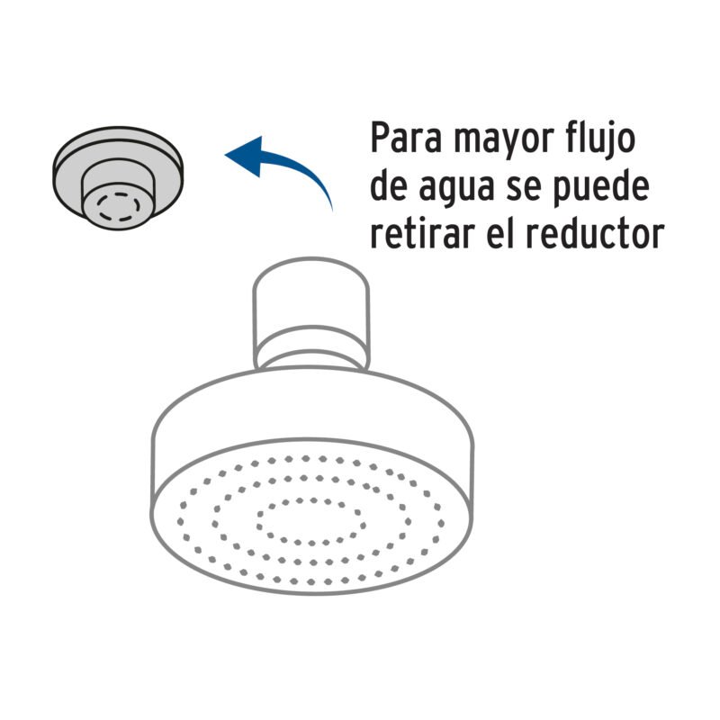 R-204SFC1.jpg Código: 49581 Regadera cromo 4' plato redondo, sin brazo, Foset Element R-204S