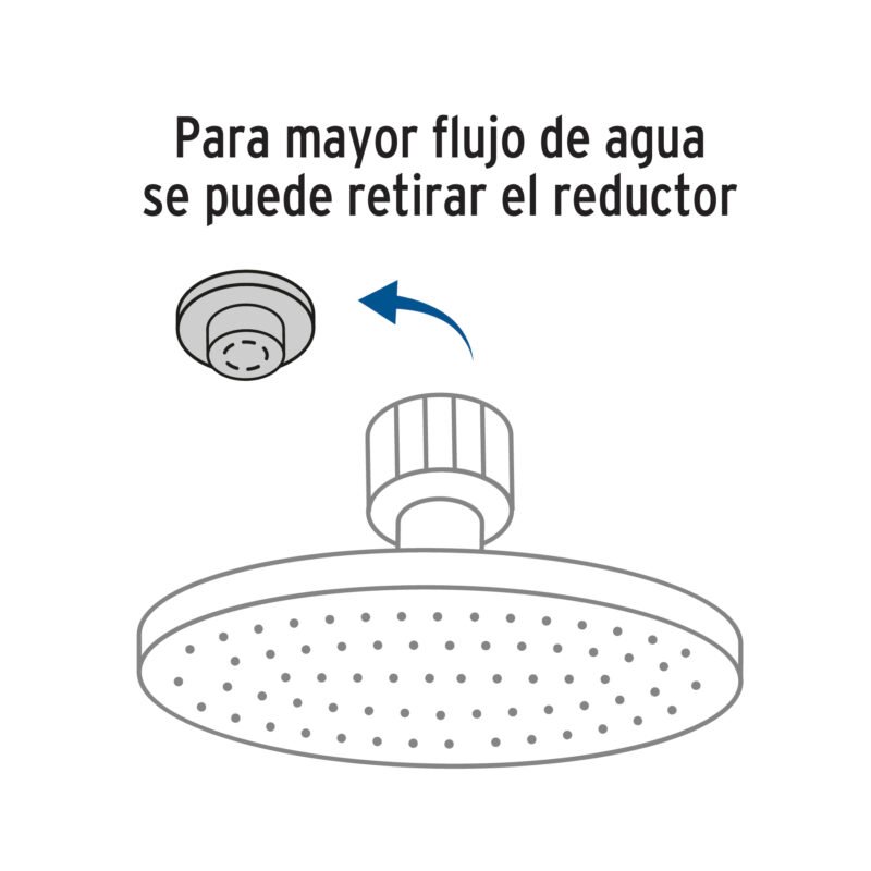 R-206SFC1.jpg Código: 49582 Regadera cromo 6' plato redondo, sin brazo, Foset Element R-206S