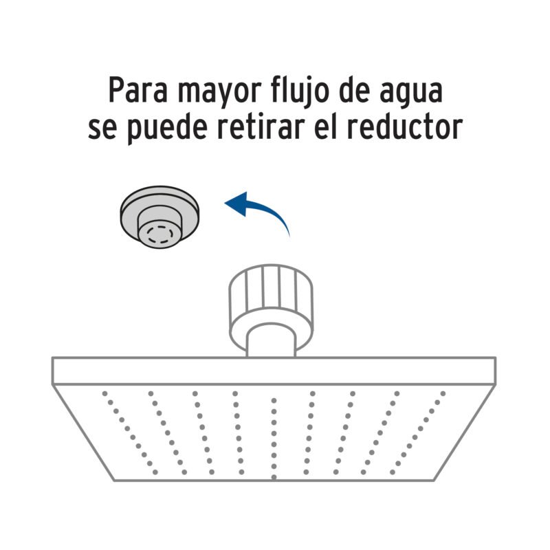 R-308SNFC1.jpg Código: 45780 Regadera plato cuadrado 8' sin brazo, satín, FOSET RIVIERA R-308SN