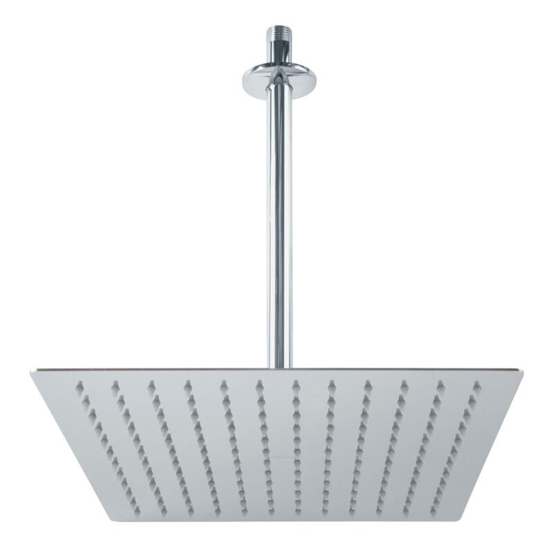 R-312.jpg Código: 45775 Regadera plato cuadrado 12' con brazo, cromo, FOSET RIVIERA R-312