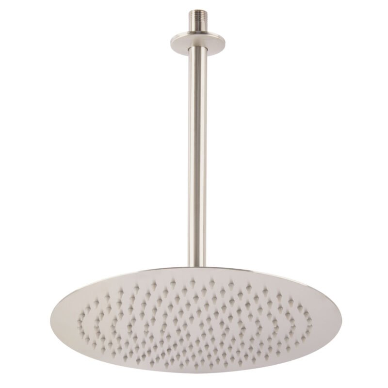 Código: 45080 Regadera plato redondo 12' con brazo, satín, FOSET RIVIERA R-313N