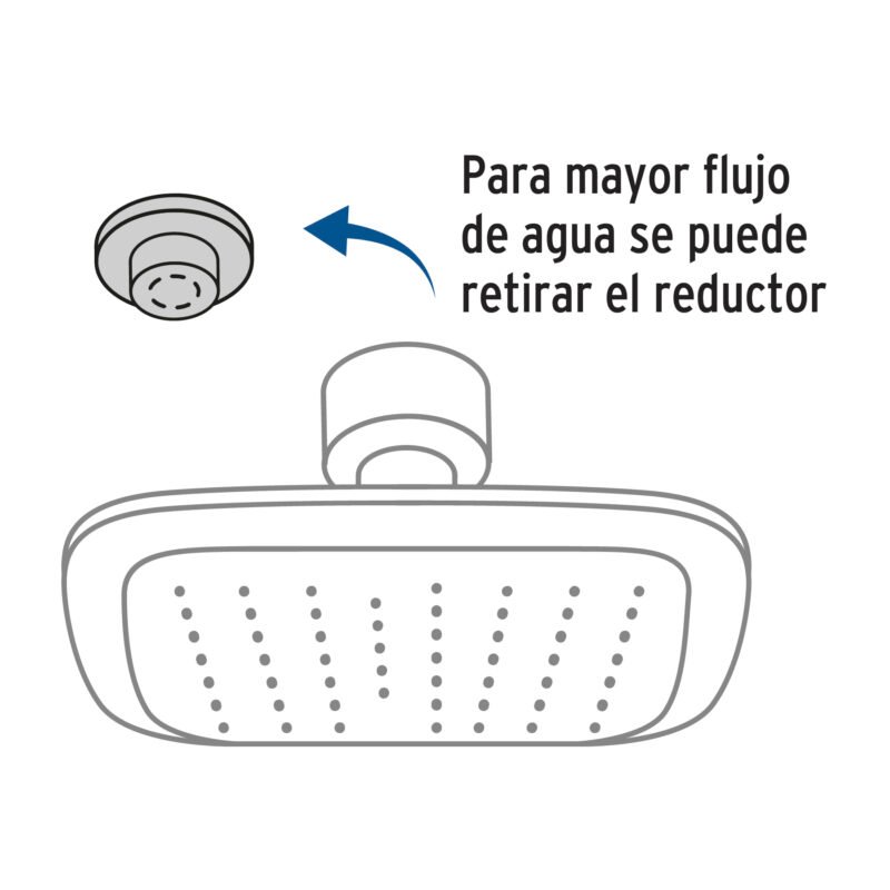 R-401SFC1.jpg Código: 45066 Regadera cuadrada de ABS 3-3/4' sin brazo, Foset Basic R-401S