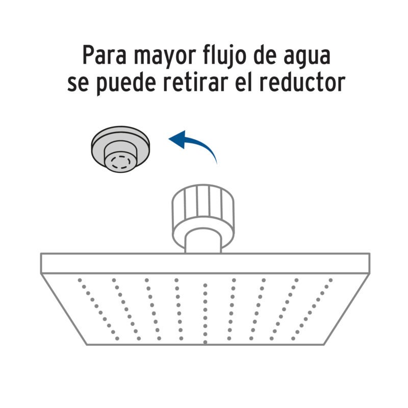 R-403NFC1.jpg Código: 46738 Regadera cuadrada ABS 4' acabado satín con brazo, Foset R-403N