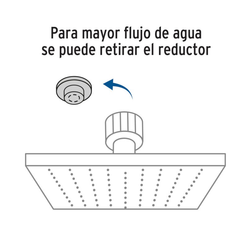 R-403SFC1.jpg Código: 46733 Regadera cuadrada ABS 4' acabado cromo sin brazo, Foset R-403S