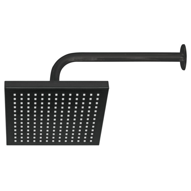 Código: 46748 Regadera cuadrada ABS 8' acabado negro mate con brazo, Foset R-405M