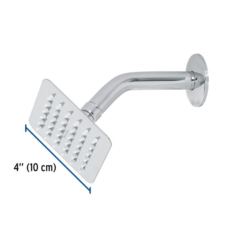Código: 47734 Regadera cuadrada 4', acero inox, con brazo, cromo, Túbig R-413