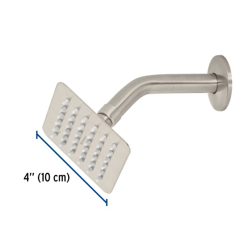 Código: 47740 Regadera cuadrada 4', acero inox, con brazo, satín, Túbig R-413N