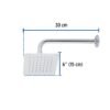 Código: 47736 Regadera cuadrada 6', acero inox, con brazo, cromo, Túbig R-414