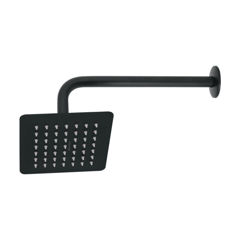 Código: 47748 Regadera cuadrada 6', acero inox, con brazo, negro, Túbig R-414M