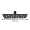 Código: 47751 Regadera cuadrada 8', acero inox, sin brazo, negro, Túbig R-415SM
