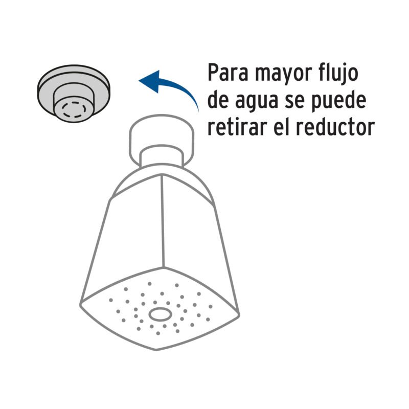 Código: 44494 Regadera cuadrada metálica 2' sin brazo, Foset Aqua R-501S