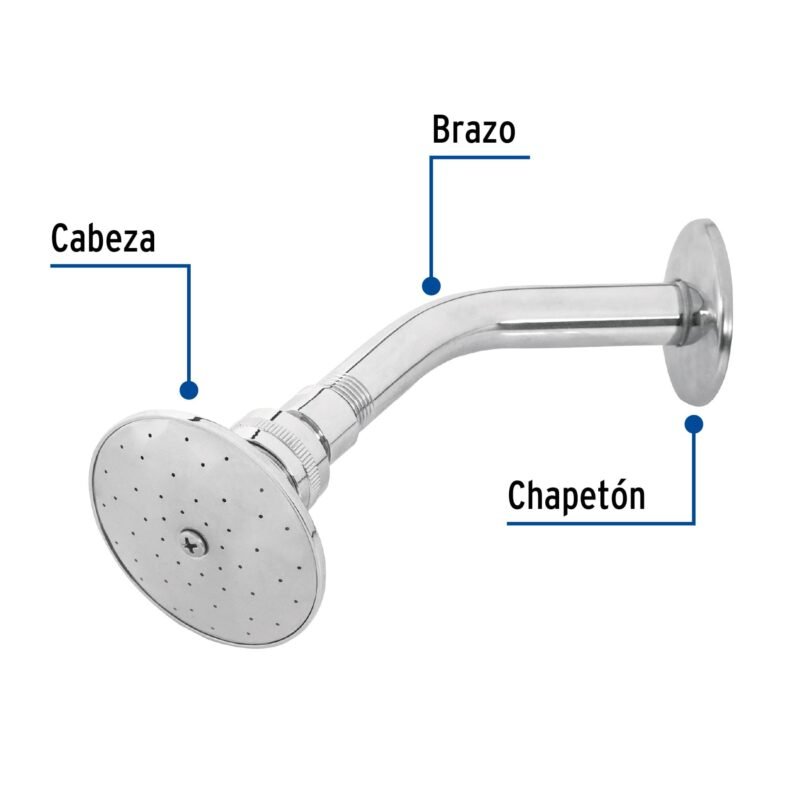 Código: 45058 Regadera redonda 3' brazo y chapetón de acero, Foset Aqua R-502