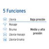 Código: 49259 Regadera 3', 5 funciones brazo y chapetón de acero, Aqua R-508