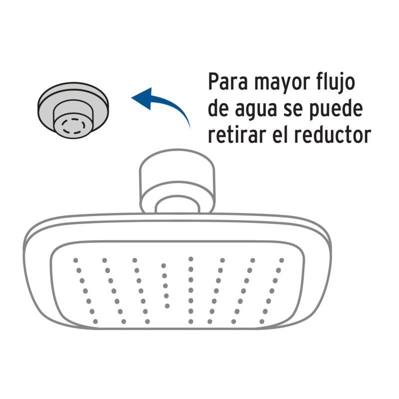 R-510SFC1.jpg Código: 49454 Regadera cuadrada plato ancho 6' gris-cromo, sin brazo, Aero R-510S