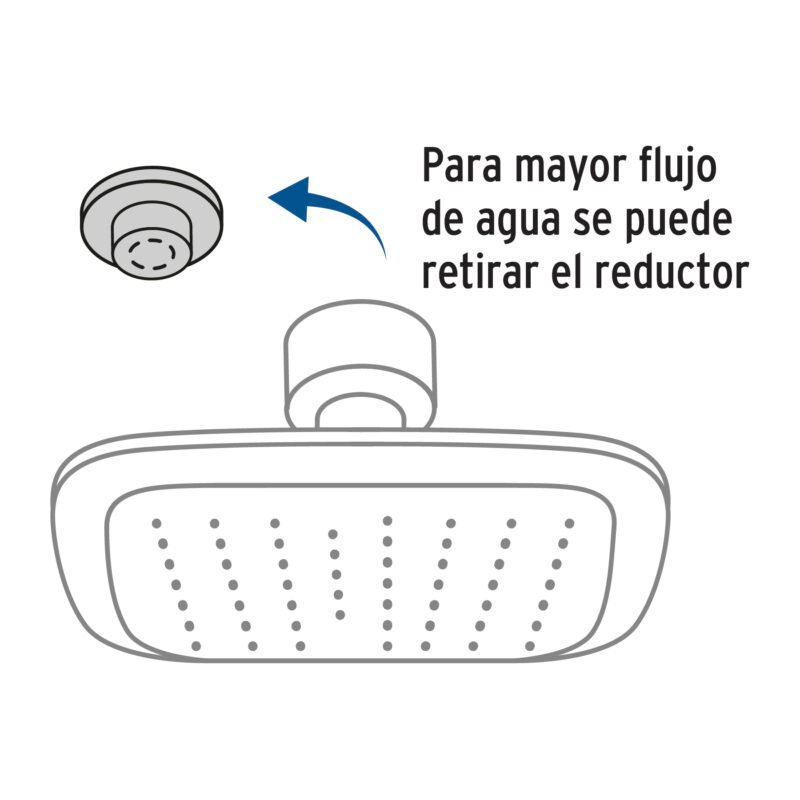 R-511SFC1.jpg Código: 49453 Regadera cuadrada plato ancho 8' gris-cromo, sin brazo, Aero R-511S