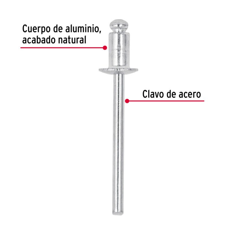 R-52BFC1.jpg Código: 44524 Bolsa con 50 remaches 5/32' x 1/8' de aluminio, ala 5/16' R-52B