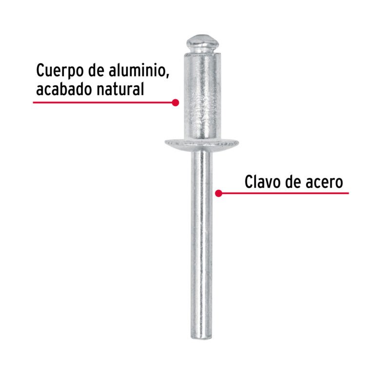 R-86BFC1.jpg Código: 44533 Bolsa con 50 remaches de 1/4' x 3/8' de aluminio, ala 1/2' R-86B