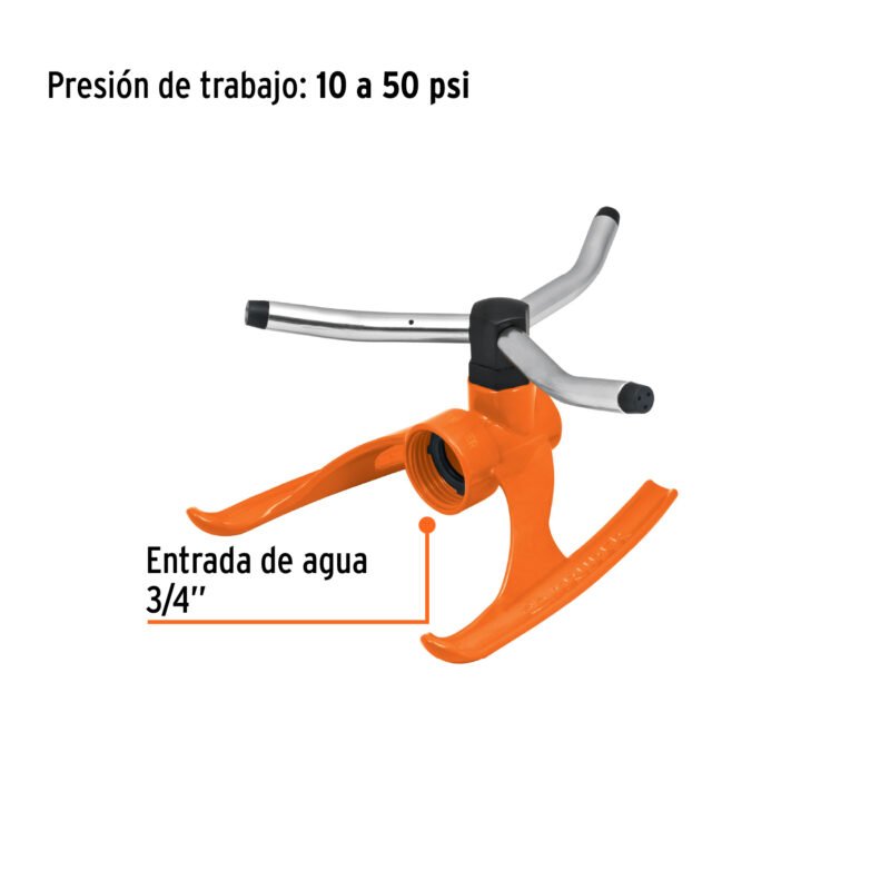 REG-3XFC2.jpg Código: 10303 Aspersor b/metálica giratorio 3 brazos de aluminio, Truper REG-3X