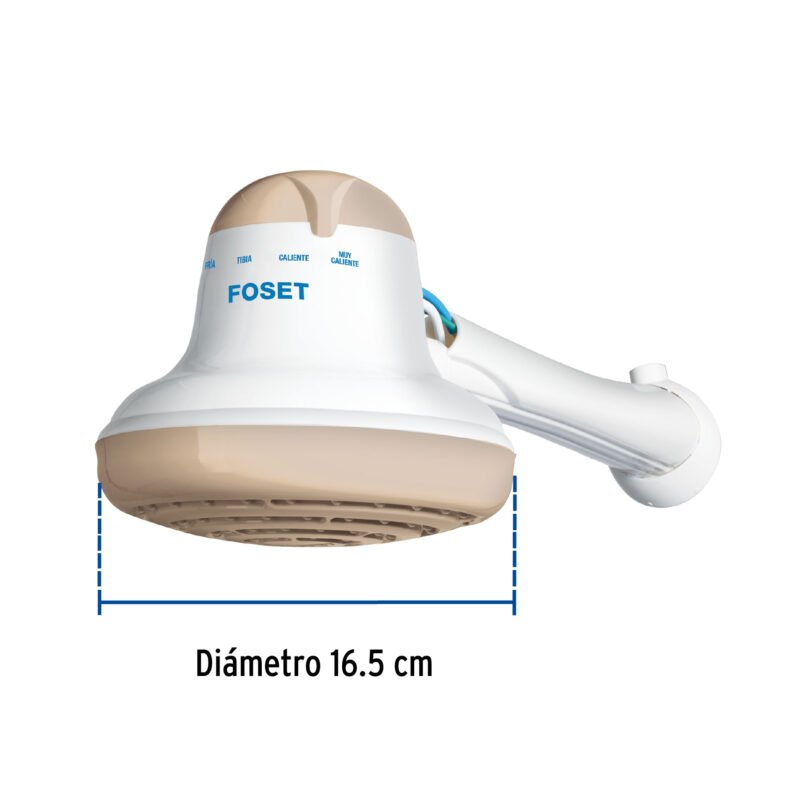 REGEL-6BFC2.jpg Código: 40240 Regadera eléctrica, 4 temperaturas, 16.5cm, beige, Foset REGEL-6B