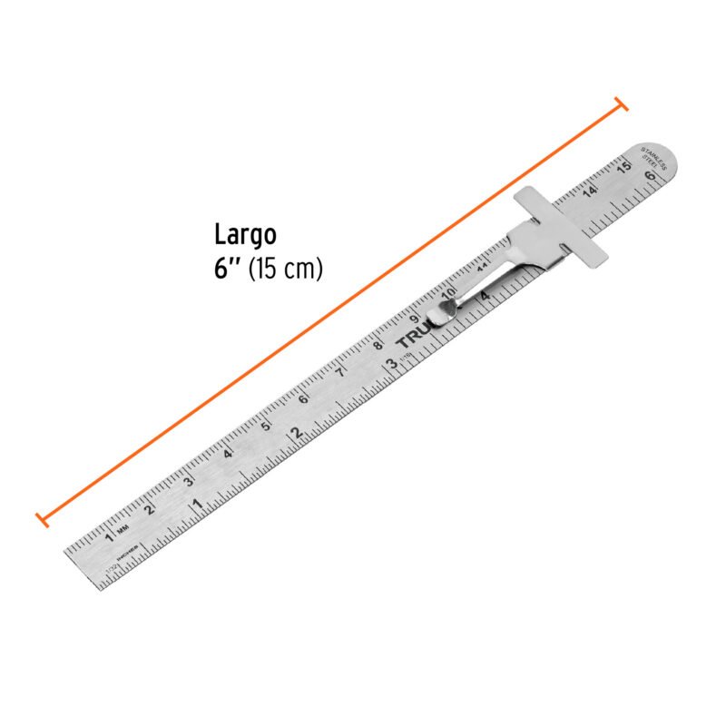 RGL-15BFC2.jpg Código: 101810 Regla 15 cm de acero inoxidable de bolsillo, Truper RGL-15B