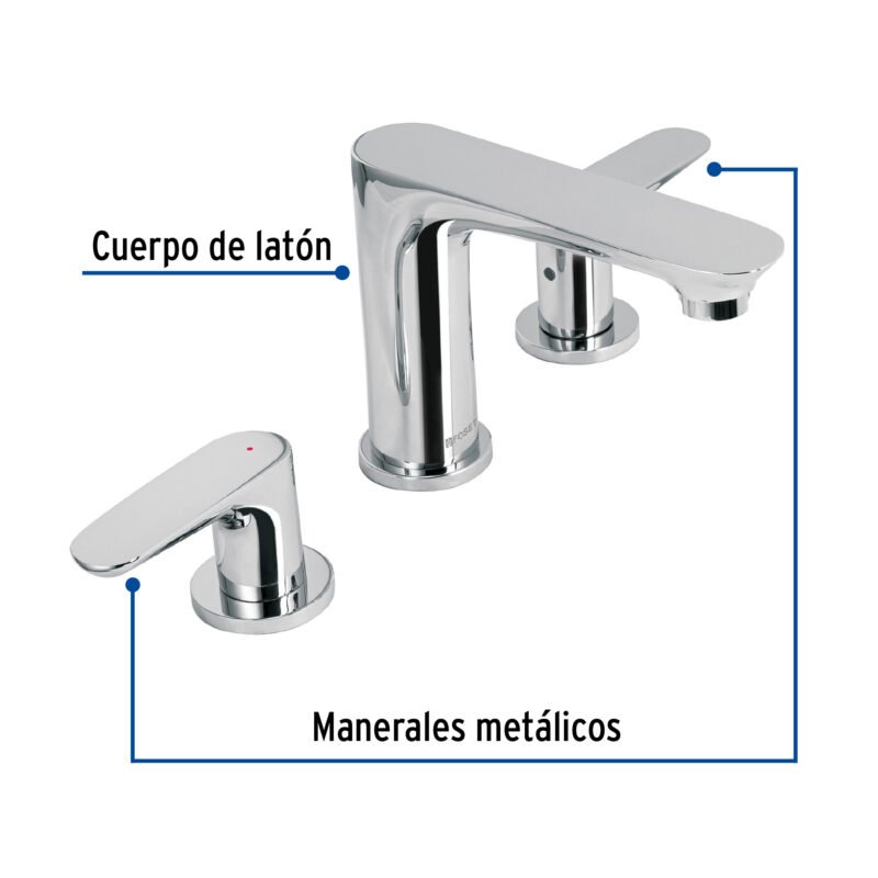 RIM-91FC1.jpg Código: 45188 Mezcladora lavabo taladros separados, cromo, FOSET RIVIERA RIM-91