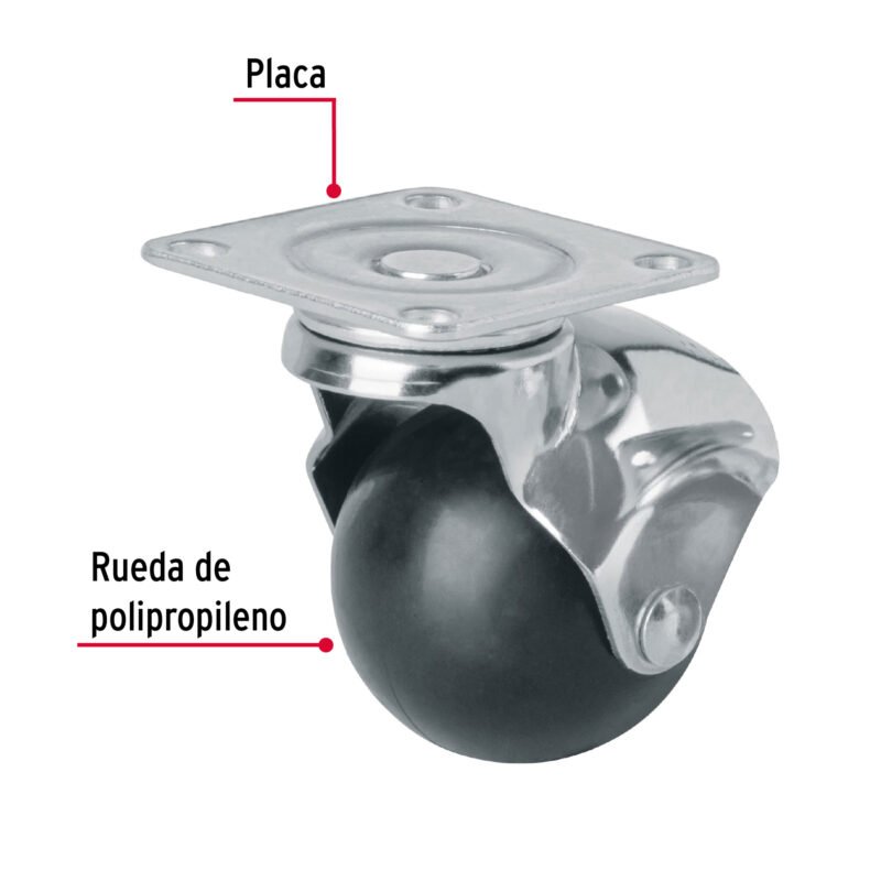 RO-50PFC1.jpg Código: 44391 Rodaja esférica, 50 mm con placa, Fiero RO-50P