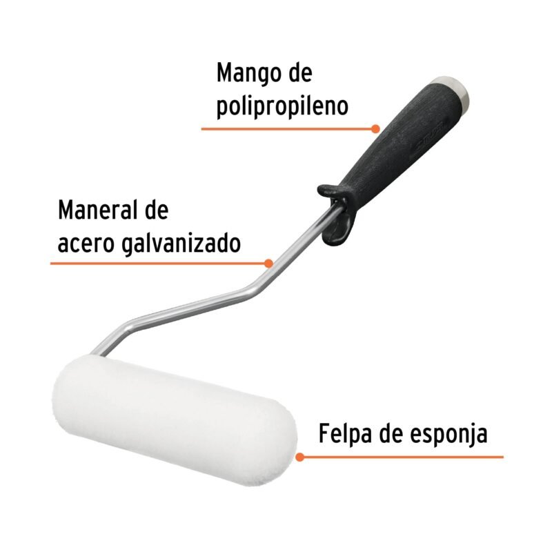 ROPI-410EFC1.jpg Código: 13903 Mini Rodillo para pintar 4' x 3/8' de esponja, Truper ROPI-410E