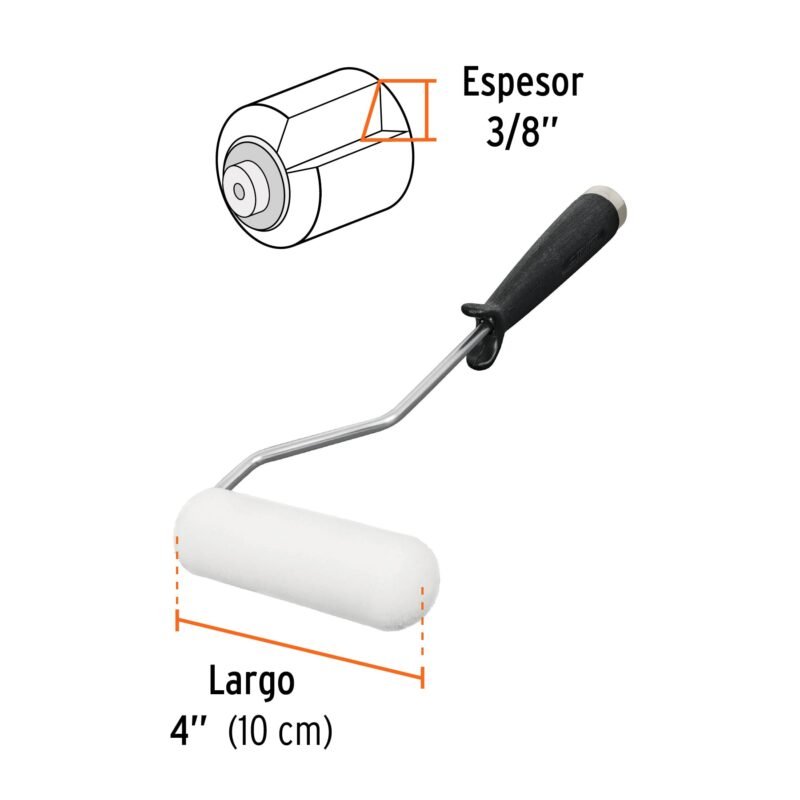 ROPI-410EFC2.jpg Código: 13903 Mini Rodillo para pintar 4' x 3/8' de esponja, Truper ROPI-410E