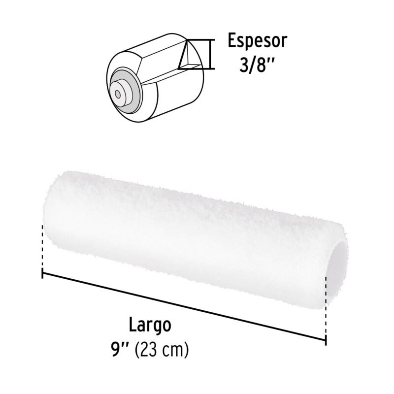 ROPI-910PFC2.jpg Código: 28033 Rodillo para pintar, 9 x 3/8', superficies lisas, Pretul ROPI-910P