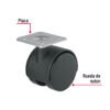 Código: 44384 Rodaja tipo yoyo de 40 mm con placa, sin freno, Fiero ROY-40
